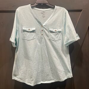 Croft & Barrow Soft Blue V-Neck Top